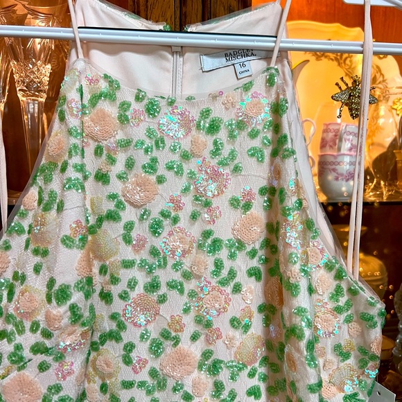 NWTS Badgley Mischka Sequinned Halter Dress Size 16 Multi Bloom MSRP $375 - Picture 2 of 10